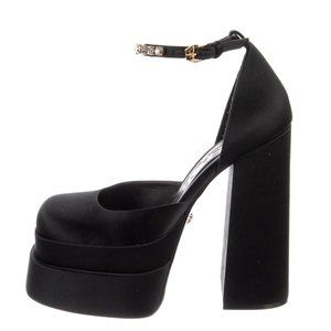 VERSACE Satin Crystal Embellishments D'Orsay Pumps